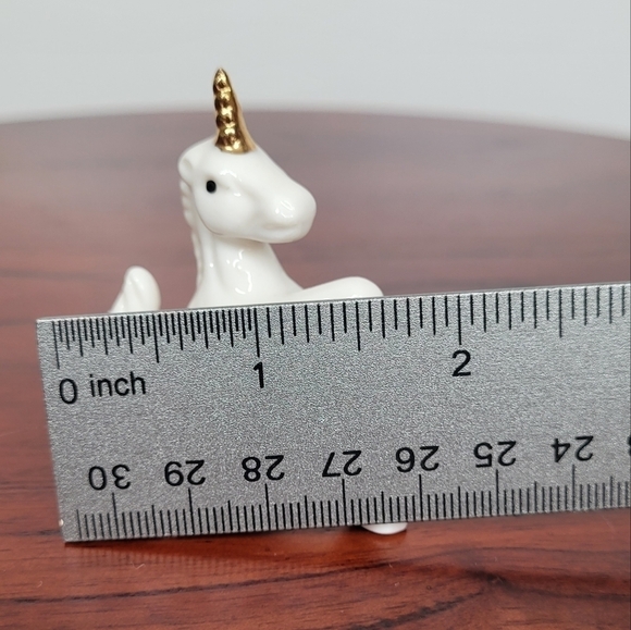 Vtg Milk Glass Porcelain Unicorn Figurine With Gilded Gold Horn Whimsical Mini - Picture 11 of 11
